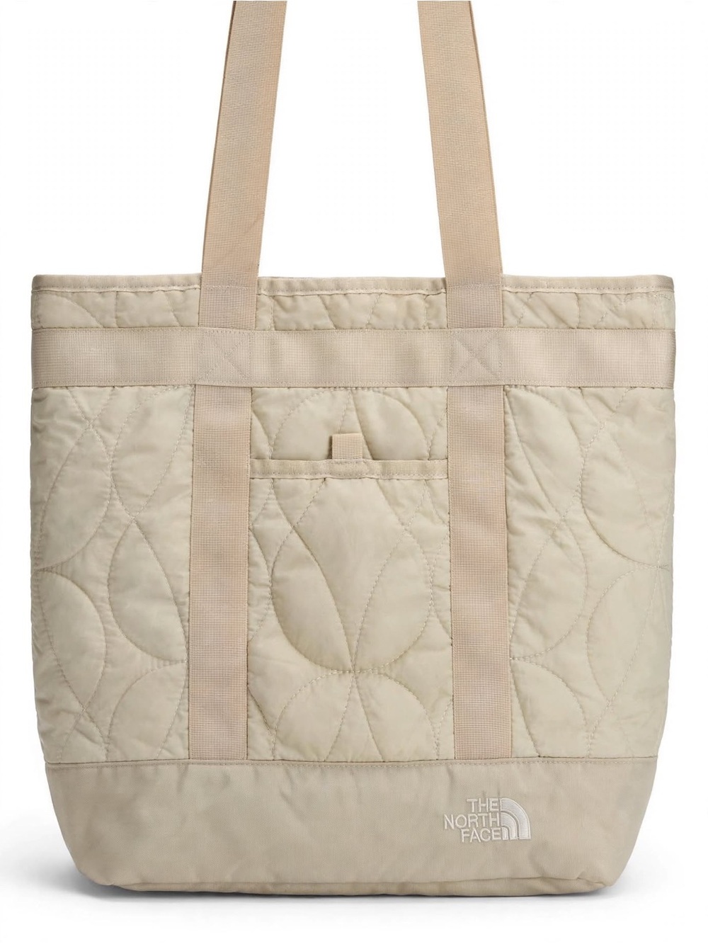 The North Face Quilted Cream Tote with Beige Straps